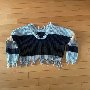 Striped Knit Crop Sweater